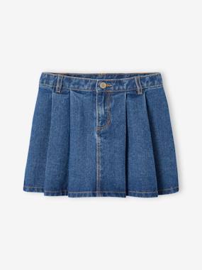 -Pleated Denim Skirt, for Girls