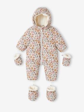 Bébé-Manteau, combipilote, nid d'ange-Combipilote-Combipilote bébé fille fleurie doublée polaire