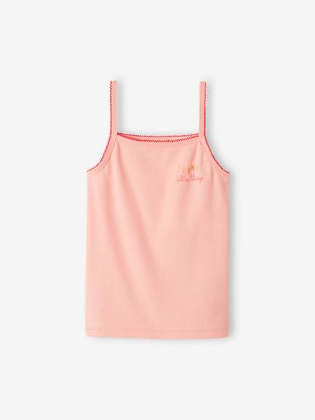 Pack of 3 Fancy Strappy Rib Knit Tops for Girls nude pink - vertbaudet enfant 