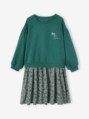 Dual Fabric Dress for Girls  - vertbaudet enfant