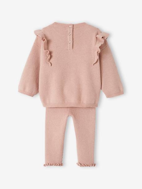 Ensemble bébé tricot pull + legging rose poudré - vertbaudet enfant 