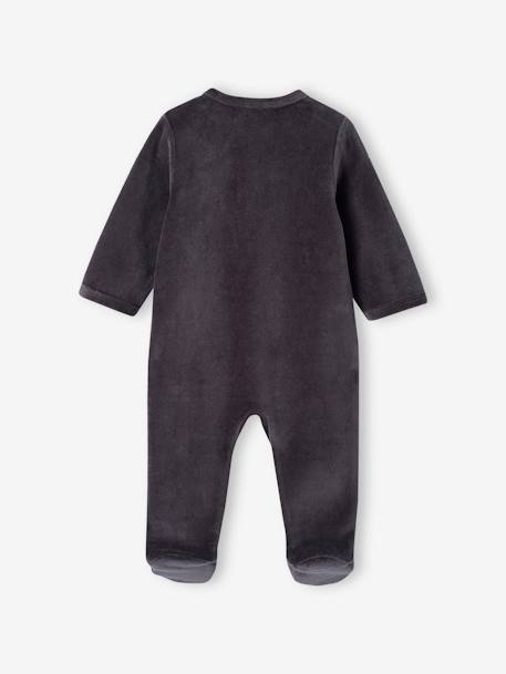 Pack of 2 Velour Sleepsuits, Front Opening, for Babies denim grey - vertbaudet enfant 