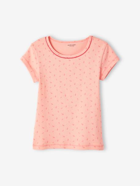 Lot de 3 T-shirts fantaisie manches courtes en maille côtelée fille rose nude - vertbaudet enfant 