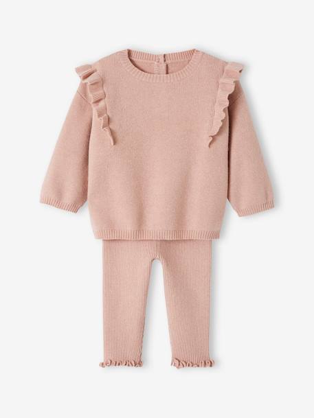 Knitted Jumper + Leggings Ensemble for Babies rosy - vertbaudet enfant 