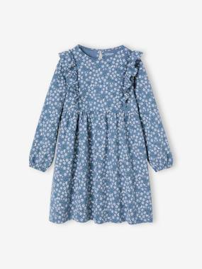 Floral Print Dress with Ruffled Sleeves for Girls  - vertbaudet enfant