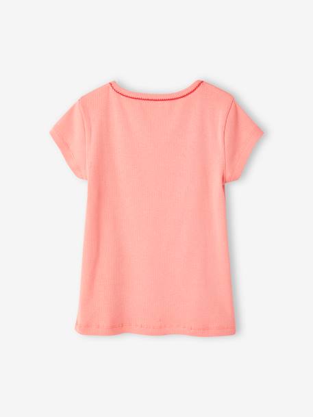 Pack of 3 Short Sleeve Fancy T-Shirts in Rib Knit for Girls nude pink - vertbaudet enfant 