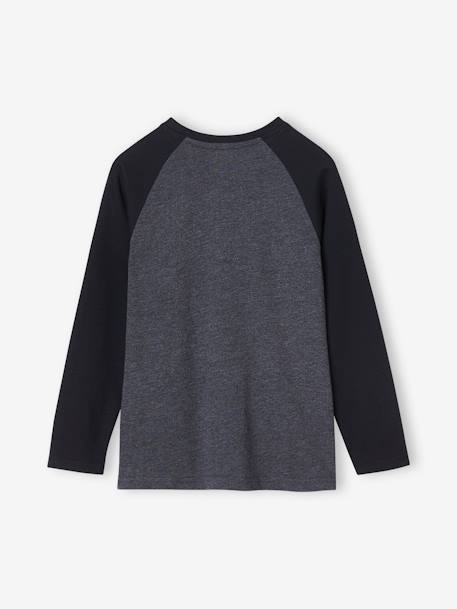 T-shirt motif graphique garçon manches raglan BLEU+gris chiné - vertbaudet enfant 