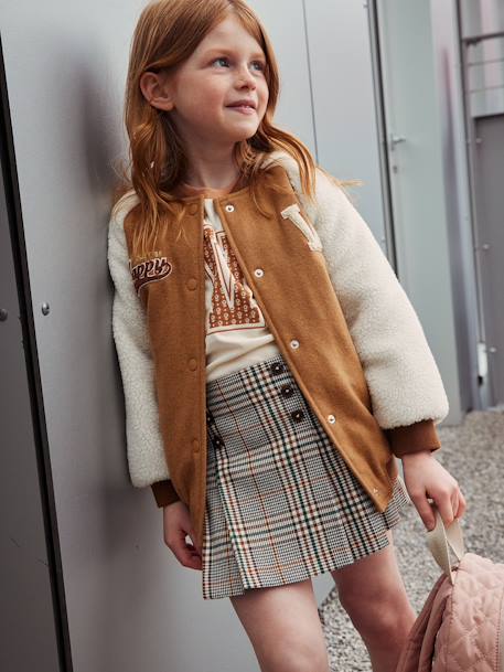 Jupe plissée fille marine+marron - vertbaudet enfant 