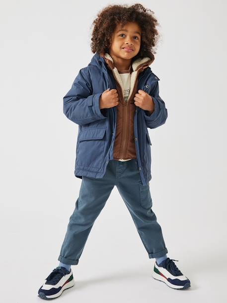 Parka garçon 3 en 1 blouson amovible kaki+lichen+Marine grisé+noix de pécan - vertbaudet enfant 