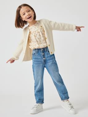 MEDIUM Hip Morphologik Mom Fit Jeans for Girls  - vertbaudet enfant