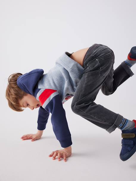 Indestructible relaxed straight jeans easy to pull on for boys denim grey+double stone+stone - vertbaudet enfant 
