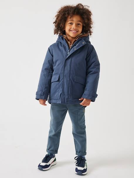 Parka garçon 3 en 1 blouson amovible kaki+lichen+Marine grisé+noix de pécan - vertbaudet enfant 