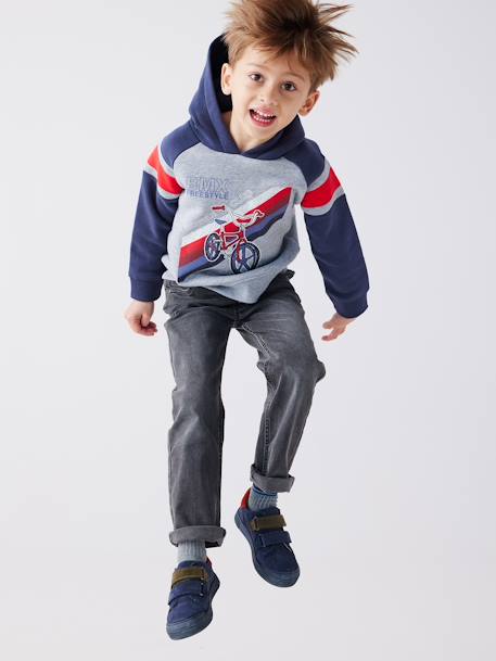 Indestructible relaxed straight jeans easy to pull on for boys denim grey+double stone+stone - vertbaudet enfant 