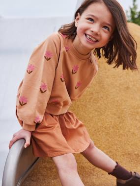2-in-1 Effect Dress with Pop Flower Motifs for Girls  - vertbaudet enfant