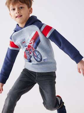 Boys-Cardigans, Jumpers & Sweatshirts-Sweatshirts & Hoodies-Hoodie with Graphic Motif & Raglan Sleeves, for Boys