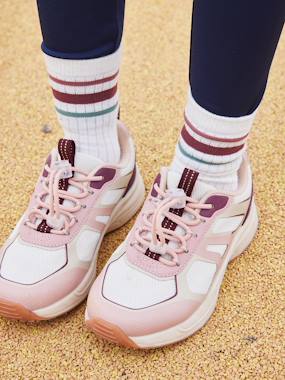 Elasticated Trainers with Thick Soles for Girls  - vertbaudet enfant