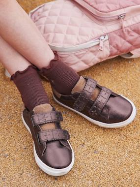 Touch-Fastening Leather Trainers for Girls, Designed for Autonomy  - vertbaudet enfant