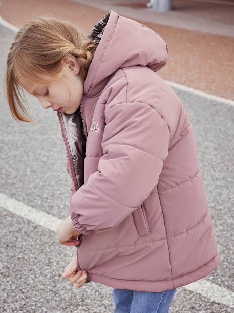 Parka à capuche réversible effet métallisé ou doudoune fille argent - vertbaudet enfant 