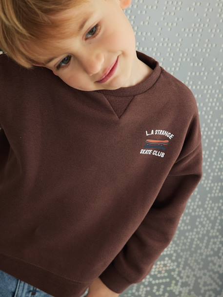 Sweatshirt with Fun Motif on the Back, for Boys chocolate+petrol blue - vertbaudet enfant 