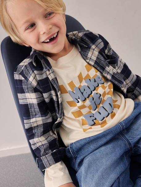 Chequered Flannel Shirt for Boys - night blue, Boys