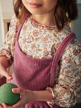 Girls-Outfits-Top + Corduroy Pinafore Dress for Girls
