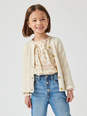 -Floral Blouse with Ruffled Sleeves for Girls