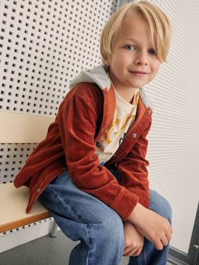 Boys-Shirts-Hooded Velour Shirt, 2-in-1 Effect, for Boys