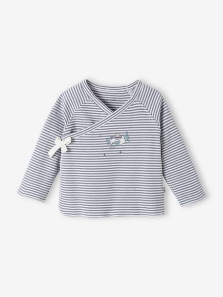 Interlock Cardigan for Newborn Babies, BASICS ecru+grey blue - vertbaudet enfant 