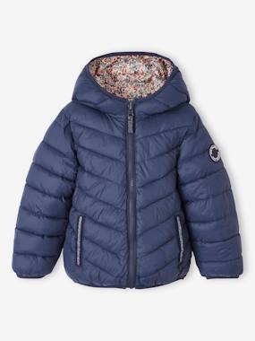 -Reversible Lightweight Padded Jacket with Padding in Recycled Polyester, for Girls