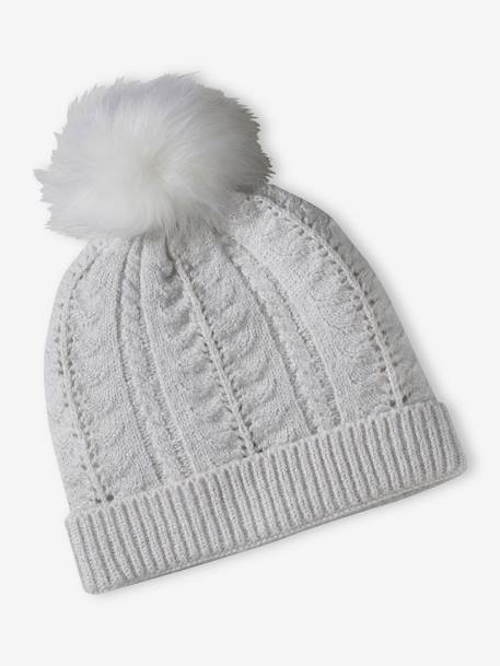 Beanie + Snood + Gloves or Mittens Set in Cable Knit for Girls ecru - vertbaudet enfant 
