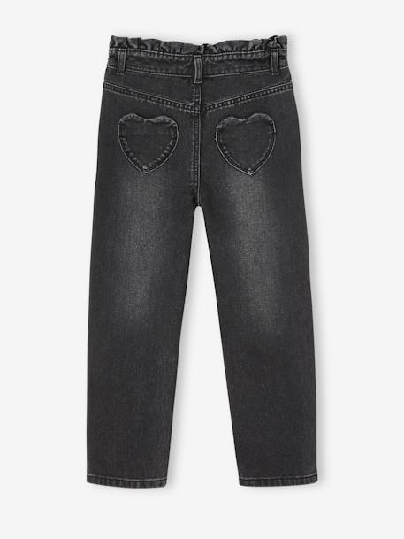 Jean fille mom poches coeur denim gris+gris+stone - vertbaudet enfant 