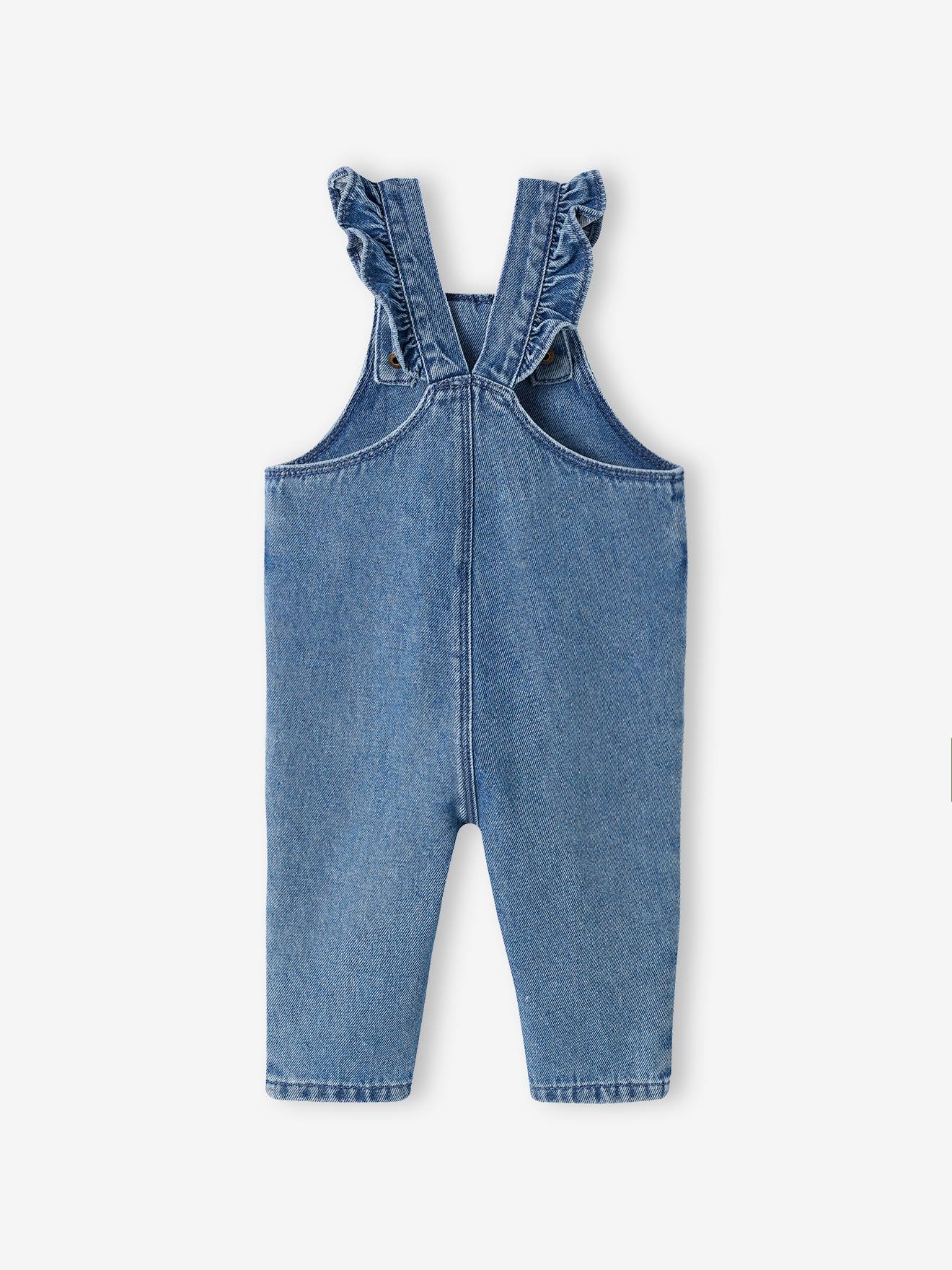 Salopette Garçon En Denim Léger Vertbaudet - Bretelles Réglables, Effet Blanchi - Taille 5 Ans