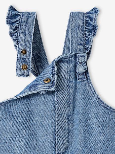 Salopette bébé en denim bretelles à volants stone - vertbaudet enfant 
