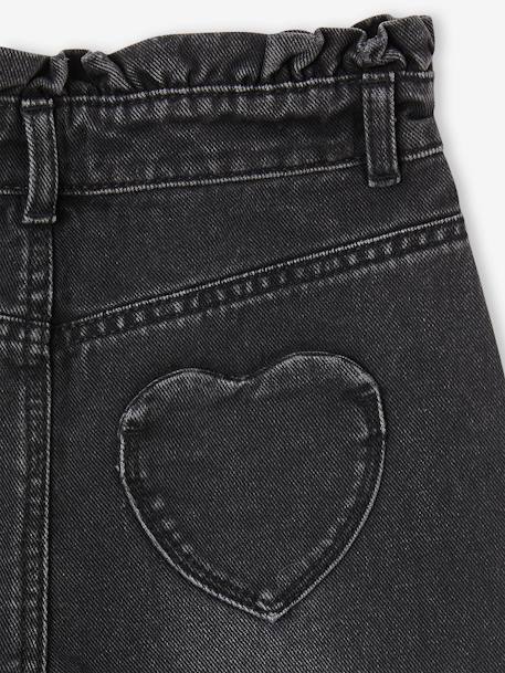 Jean fille mom poches coeur denim gris+gris+stone - vertbaudet enfant 
