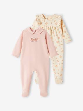 Baby-Pyjamas & Sleepsuits-Pack of 2 "Sweet Nights" Sleepsuits in Interlock Fabric for Babies