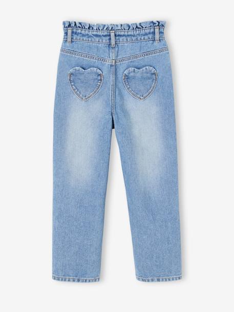 Jean fille mom poches coeur denim gris+gris+stone - vertbaudet enfant 