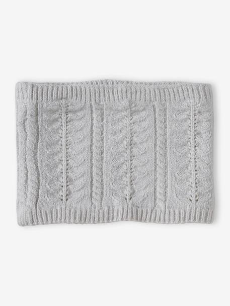 Ensemble bonnet + snood + gants ou moufles en maille torsadée fille écru - vertbaudet enfant 