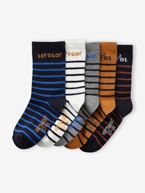 Boys-Underwear-Socks-Pack of 5 Pairs of Striped Socks for Boys