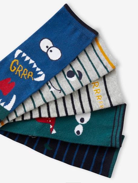 Pack of 5 Pairs of 'Monster' Socks for Boys blue - vertbaudet enfant 