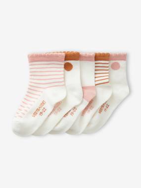 Pack of 5 Pairs of Dotted/Striped Socks for Baby Girls  - vertbaudet enfant