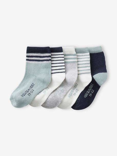Pack of 5 Pairs of Striped Socks for Baby Boys grey blue - vertbaudet enfant 