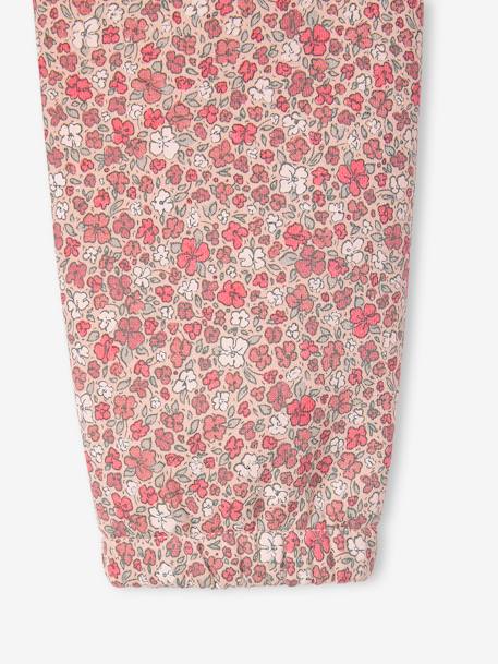Fleece Joggers with Floral Print for Girls printed pink - vertbaudet enfant 