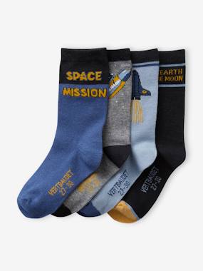 -Pack of 4 Pairs of "Space" Socks for Boys