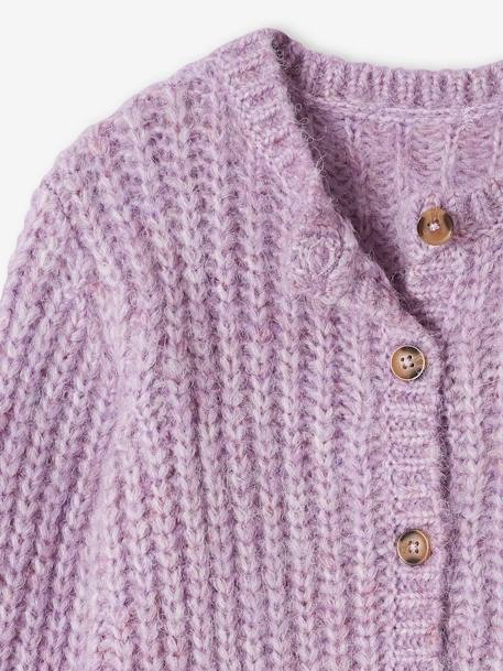 Loose-Fitting Soft Knit Cardigan for Girls lilac+sweet pink - vertbaudet enfant 