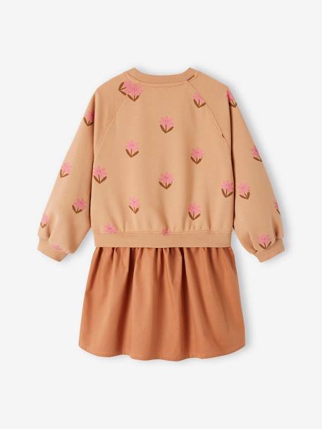 2-in-1 Effect Dress with Pop Flower Motifs for Girls peach - vertbaudet enfant 