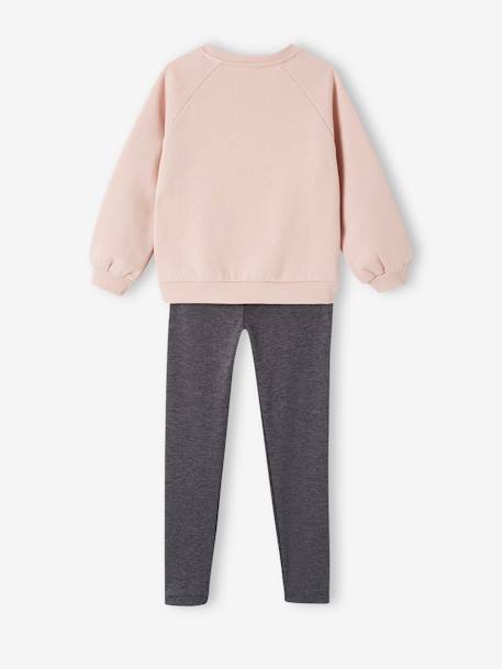Sports Combo: Fleece Sweatshirt + Leggings in Techno Fabric, for Girls rosy - vertbaudet enfant 