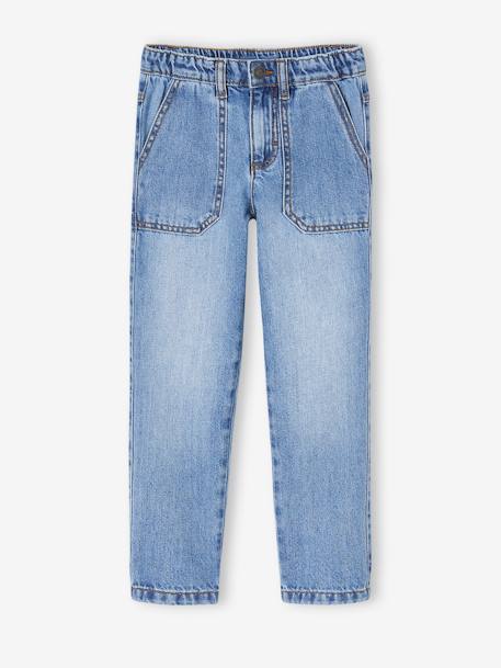 Wide-Leg Carpenter Jeans for Boys black denim+stone - vertbaudet enfant 