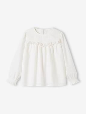 Girls-Blouses, Shirts & Tunics-Blouse with Textured-Effect Ruffle for Girls