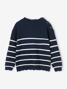 -Pull fille marinière fantaisie 