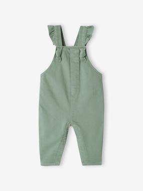 Twill Dungarees with Ruffles, for Babies  - vertbaudet enfant